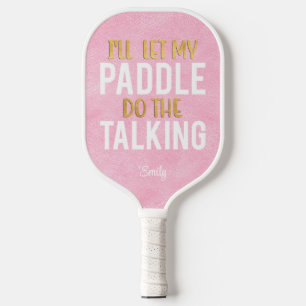 Funny Pink White Gold Pickleball Paddle