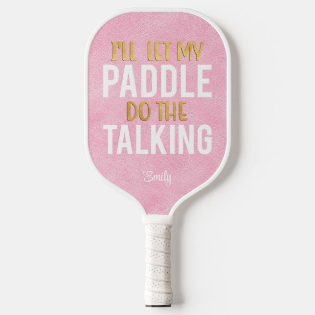 Funny Pink White Gold Pickleball Paddle (Front)