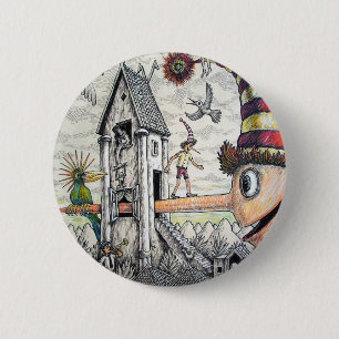 Funny Pinocchio 2 Inch Round Button