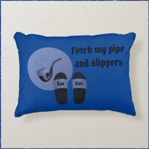 Funny Pipe and Slippers For Him Accent Pillow