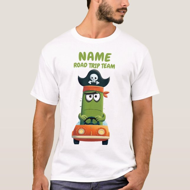 Funny Pirate Cactus Road Trip Team | Customizable  T-Shirt (Front)