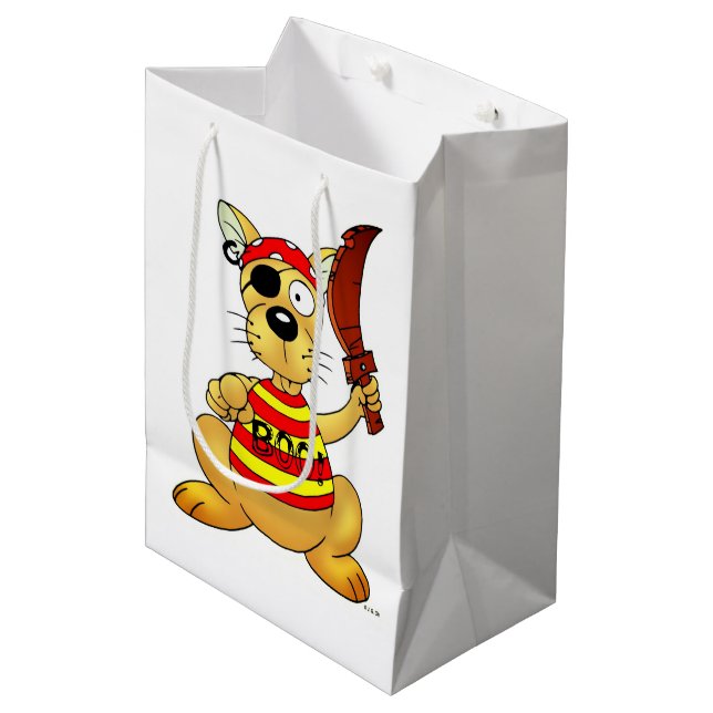 Funny Pirate Dog with Toy Sword Medium Gift Bag (Front Angled)