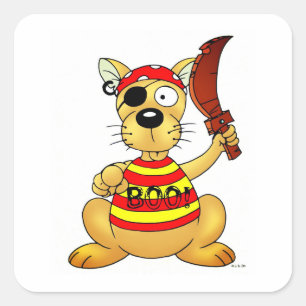 Funny Pirate Dog with Toy Sword Square Sticker