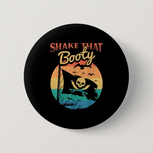 Funny Pirate Freebooter Buccaneer Caribbean Advent 2 Inch Round Button (Front)