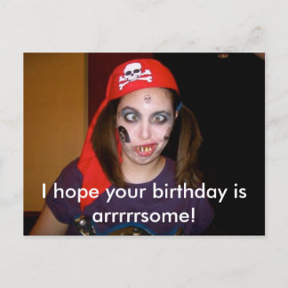 Funny Pirate Happy Birthday Postcard, Postcrossing Postcard