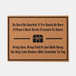 Funny Pirate Humour Rustic Brown Minimalist Boat Doormat