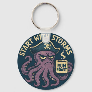 Funny Pirate Octopus Rum Roast Keychain