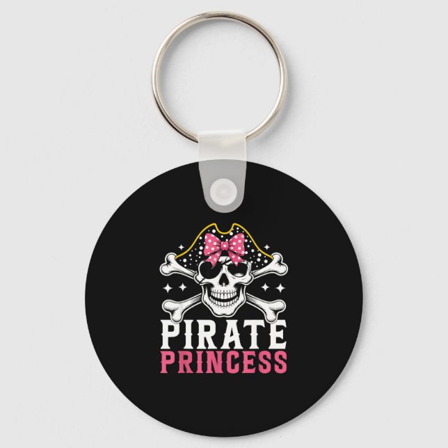 Funny pirate princess coquette bow halloween keychain (Front)