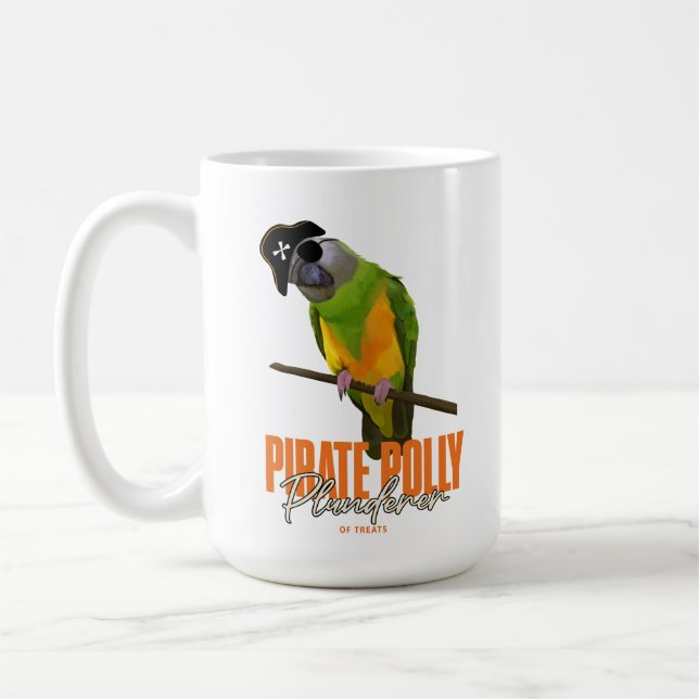 Funny Pirate Senegal Parrot Pet Bird Coffee Mug (Left)