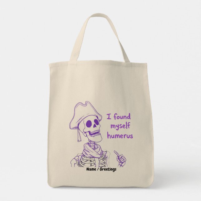  Funny Pirate Skeleton Humerus Bone Pun Art Tote Bag (Back)