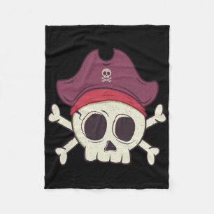 Funny Pirate Skull Cartoon Halloween  Fleece Blanket