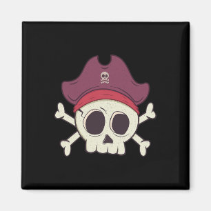 Funny Pirate Skull Cartoon Halloween Magnet