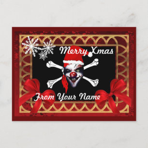 Funny Pirate  skull personalized  christmas Holiday Postcard
