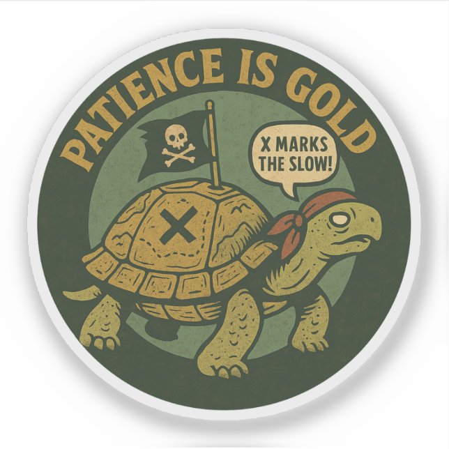 Funny Pirate Turtle Patience Gold (Front)