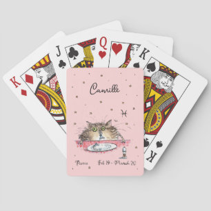Funny Pisces Zodiac Cat Star sign horoscope Playing Cards