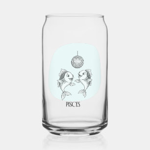 Funny Pisces Zodiac Disco Fish Drinkware Set Can Glass