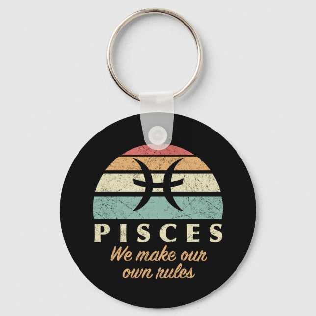 Funny Pisces Zodiac Rules Keychain (Front)