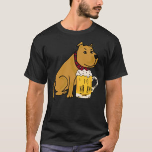 Funny Pit Bull Dog Drinking Beer T-Shirt
