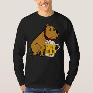 Funny Pit Bull Dog Drinking Beer T-Shirt