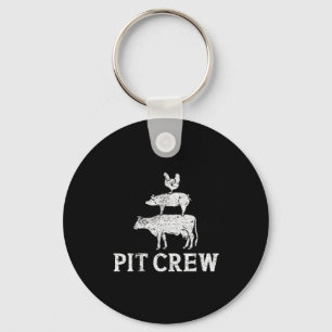 Funny Pit Crew Bbq Grilling Smoking Chicken Pork B Keychain