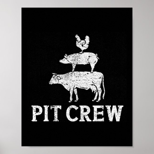 Funny Pit Crew Bbq Grilling Smoking Chicken Pork B Poster (Front)