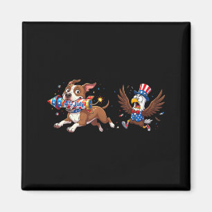 Funny Pitbull Dog Aamerican Usa Flag Memorial Day Magnet
