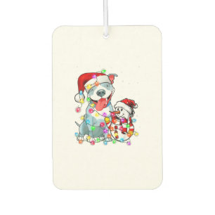 Funny Pitbull Dog Christmas Tee Snowman Xmas Light Air Freshener
