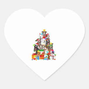 Funny Pitbull Dog Christmas Tree Lights Puppy Dog Heart Sticker