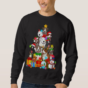 Funny Pitbull Dog Christmas Tree Lights Puppy Dog Sweatshirt