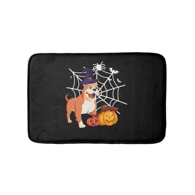 Funny Pitbull Dog Halloween Costume Bath Mat (Front)