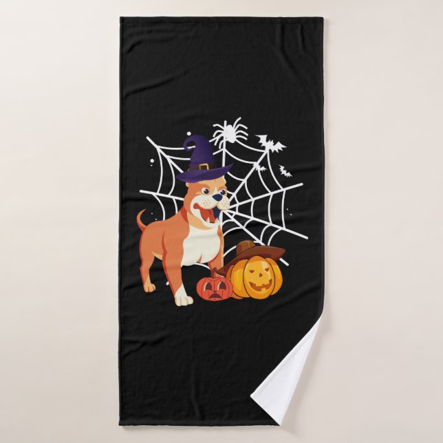Funny Pitbull Dog Halloween Costume Bath Towel (Bath Towel)