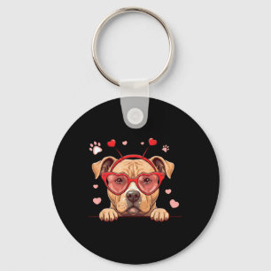 Funny Pitbull Dog Heart Headnd Valentine Womens Me Keychain