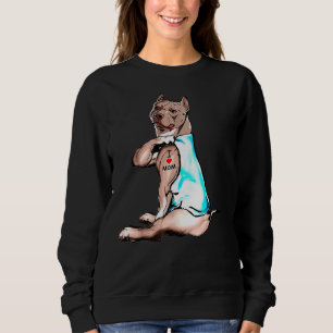 Funny Pitbull Dog I Love Mom Tattoo Sweatshirt