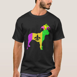 Funny Pitbull Dog Lover Mardi Gras Carnival Party  T-Shirt