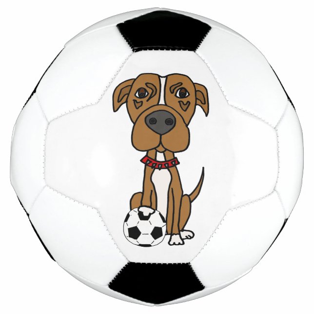 Funny Pitbull Dog Playing Soccer Ball (Front)
