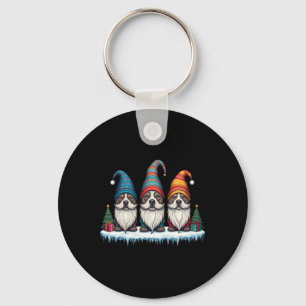 Funny Pitbull Gnomies Christmas Gnome Womens Mens Keychain