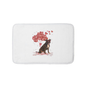 Funny Pitbull Heart Valentines Day Dog Dad Mom Gif Bath Mat