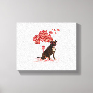 Funny Pitbull Heart Valentines Day Dog Dad Mom Gif Canvas Print