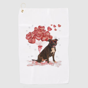 Funny Pitbull Heart Valentines Day Dog Dad Mom Gif Golf Towel