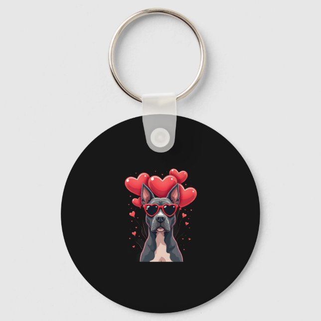 Funny Pitbull Heart Valentines Day Dog Dad Mom Gif Keychain (Front)