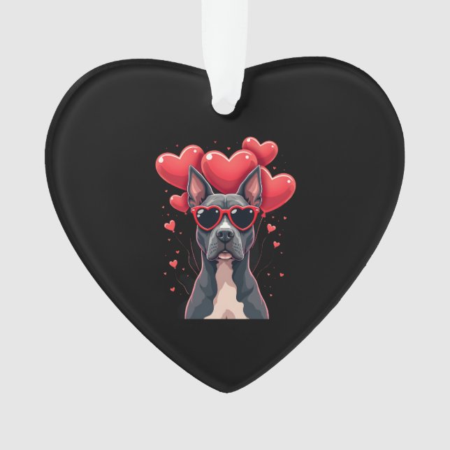 Funny Pitbull Heart Valentines Day Dog Dad Mom Gif Ornament (Front)