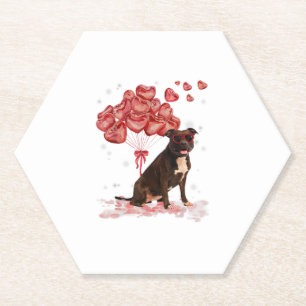 Funny Pitbull Heart Valentines Day Dog Dad Mom Gif Paper Coaster