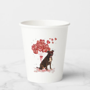 Funny Pitbull Heart Valentines Day Dog Dad Mom Gif Paper Cups