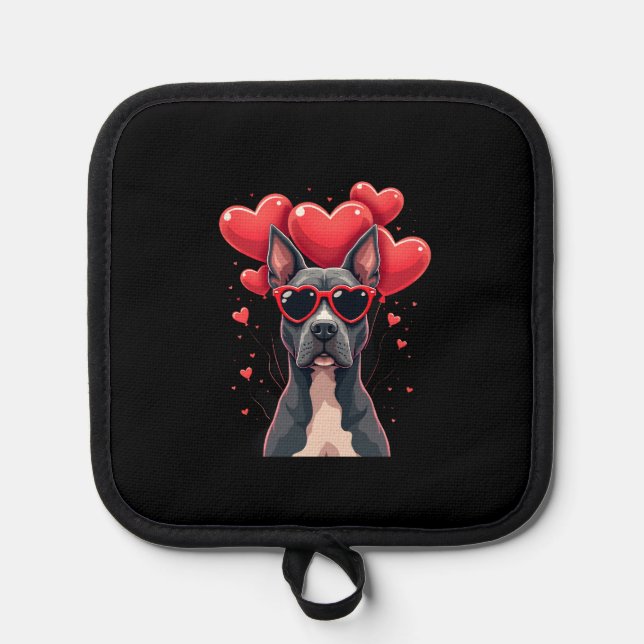 Funny Pitbull Heart Valentines Day Dog Dad Mom Gif Pot Holder (Front)