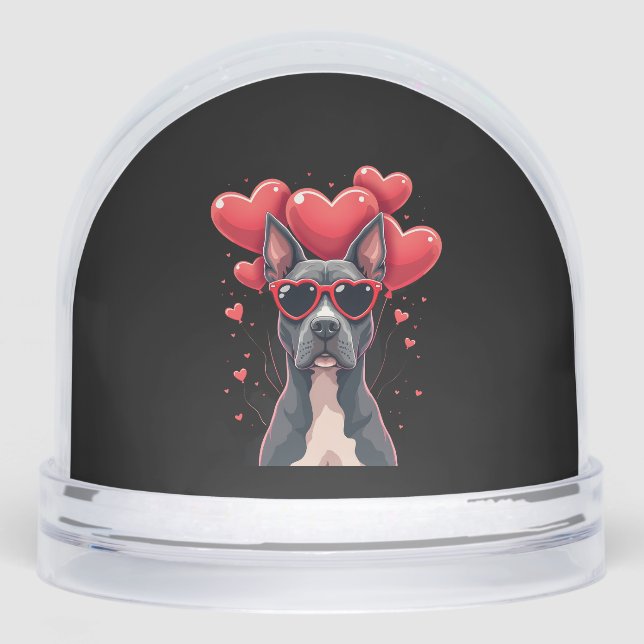 Funny Pitbull Heart Valentines Day Dog Dad Mom Gif Snowglobe (Front)