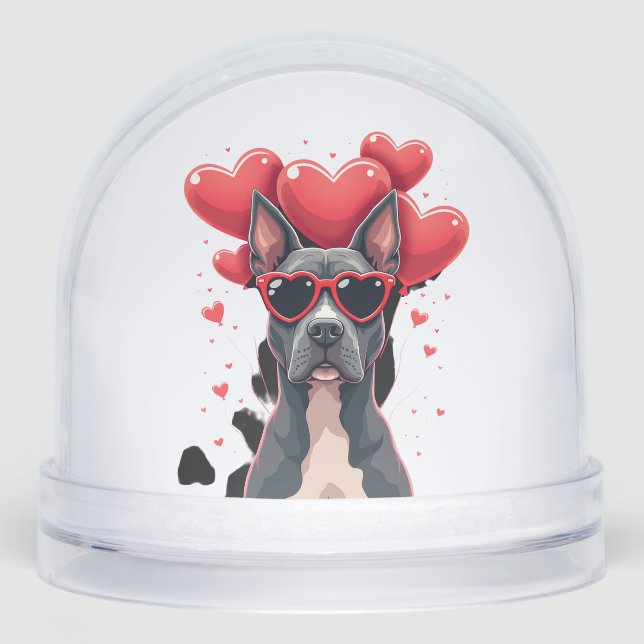 Funny Pitbull Heart Valentines Day Dog Dad Mom Gif Snowglobe (Front)