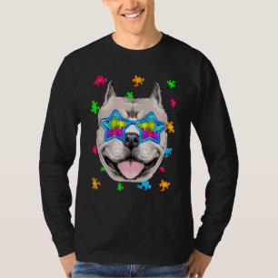 Funny Pitbull Puzzle Autism Awareness Dog   T-Shirt