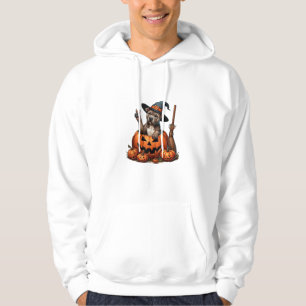 Funny Pitbull Witch Pumpkin Dog Halloween Mens Wom Hoodie