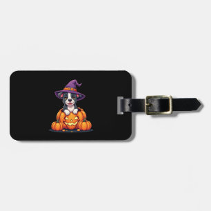 Funny Pitbull Witch Pumpkin Dog Halloween Mens Wom Luggage Tag