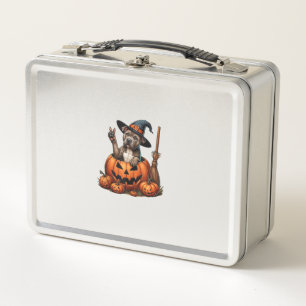 Funny Pitbull Witch Pumpkin Dog Halloween Mens Wom Metal Lunch Box